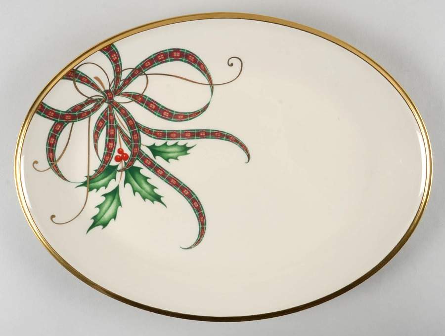 Holiday Nouveau Ribbon 14" Oval Serving Platter by Lenox-1