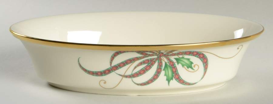 Holiday Nouveau Ribbon 10" Oval Vegetable Bowl by Lenox-1