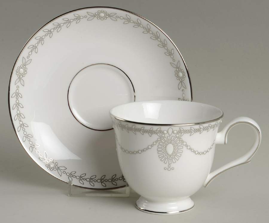 Empire Pearl Footed Cup & Saucer Set by Lenox-1