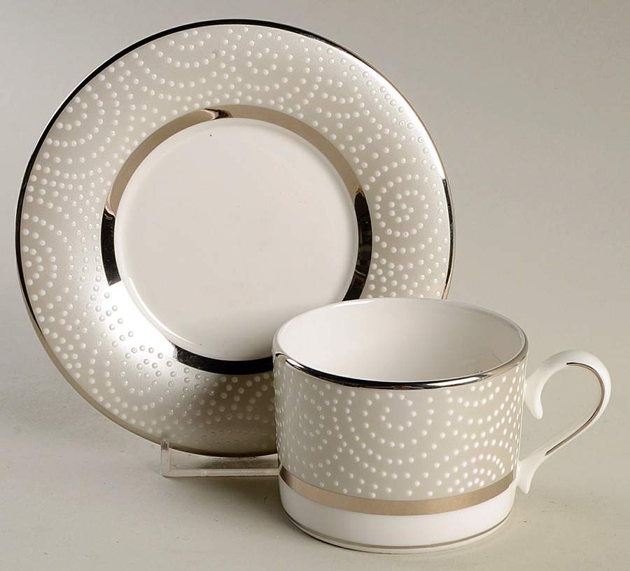 Pearl Beads Flat Cup & Saucer Set by Lenox-1