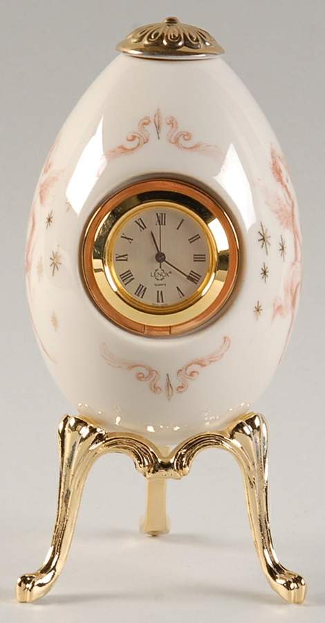 Cherub Egg Shape Clock & Metal Stand by Lenox-1