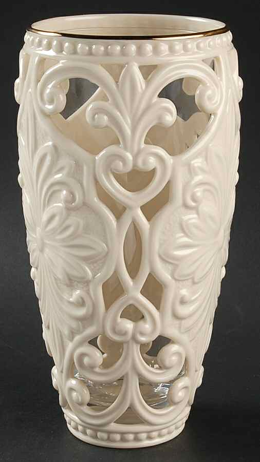 Pierced Scroll Collection 8" Vase W/Glass Insert by Lenox-1