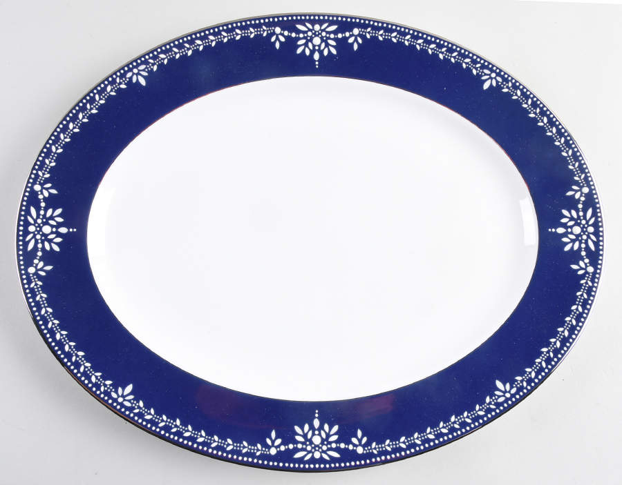 Empire Pearl Indigo 16" Oval Serving Platter by Lenox-1