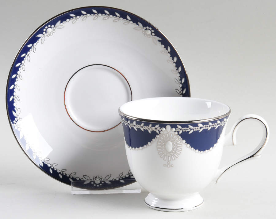 Empire Pearl Indigo Footed Cup & Saucer Set by Lenox-1