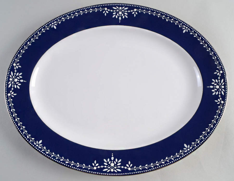 Empire Pearl Indigo 16" Oval Serving Platter by Lenox-1
