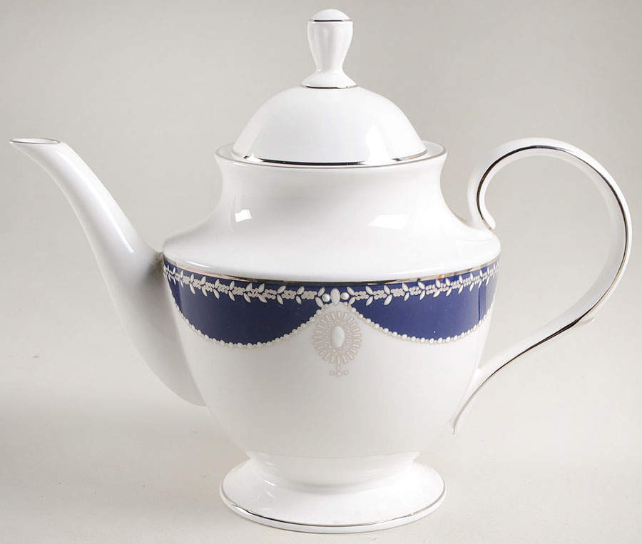 Empire Pearl Indigo Teapot & Lid by Lenox-1