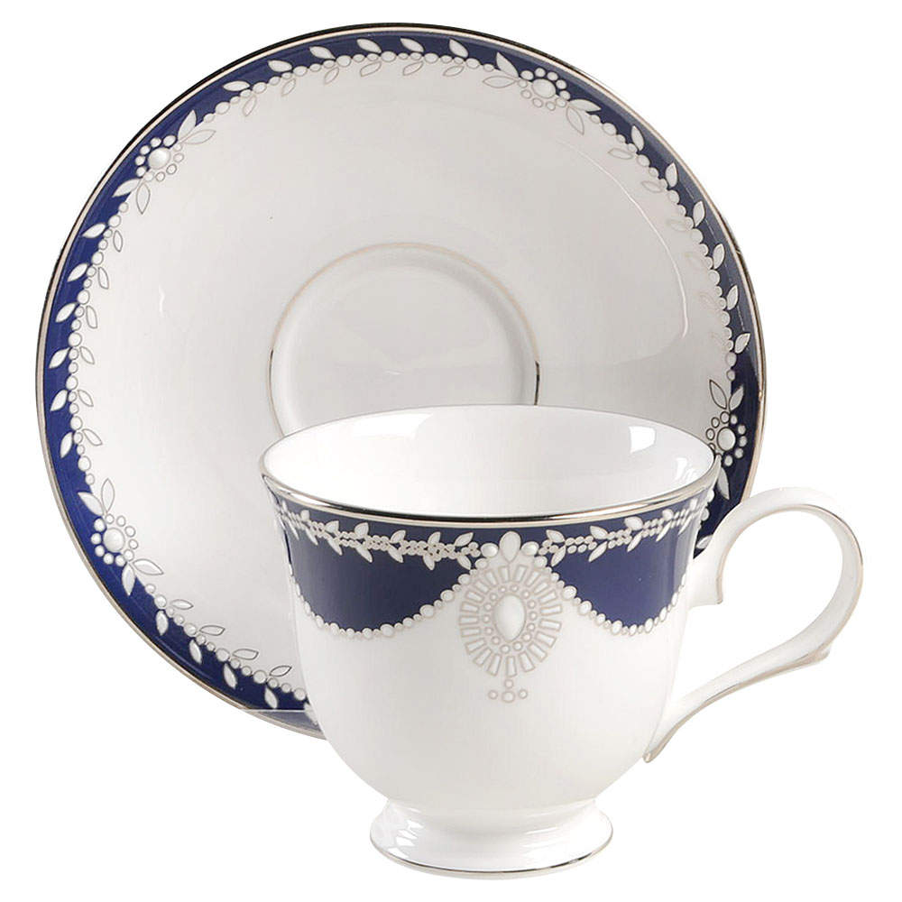 Empire Pearl Indigo Footed Cup & Saucer Set by Lenox-1