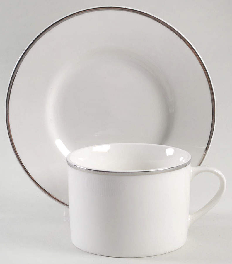 Platinum Banded Flat Cup & Saucer Set by Linens N Things-1