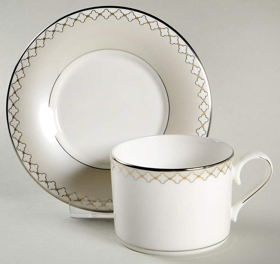 Quatrefoil Flat Cup & Saucer Set by Lenox-1