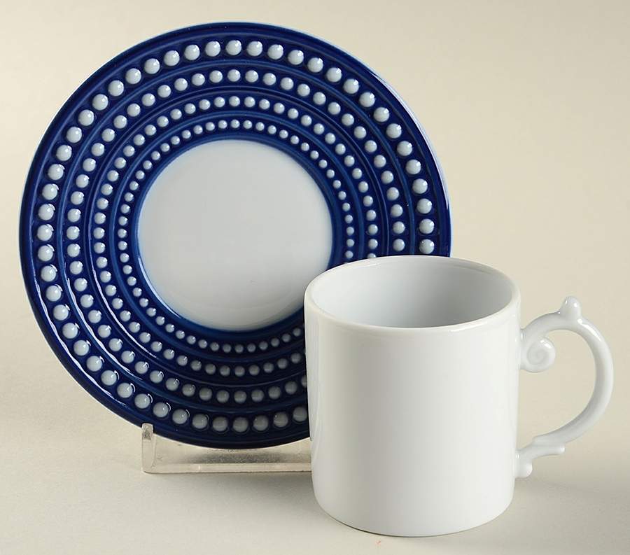 Perlee Bleu Espresso Cup and Saucer Set by L'Objet-1