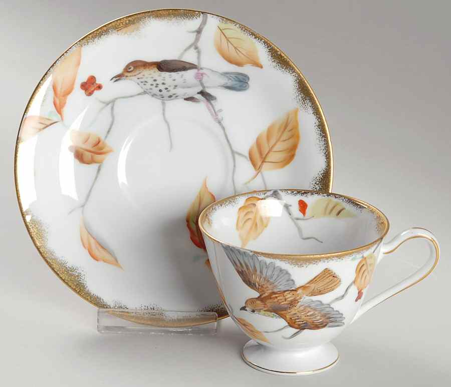 Thrush Footed Cup & Saucer Set by Lefton-1