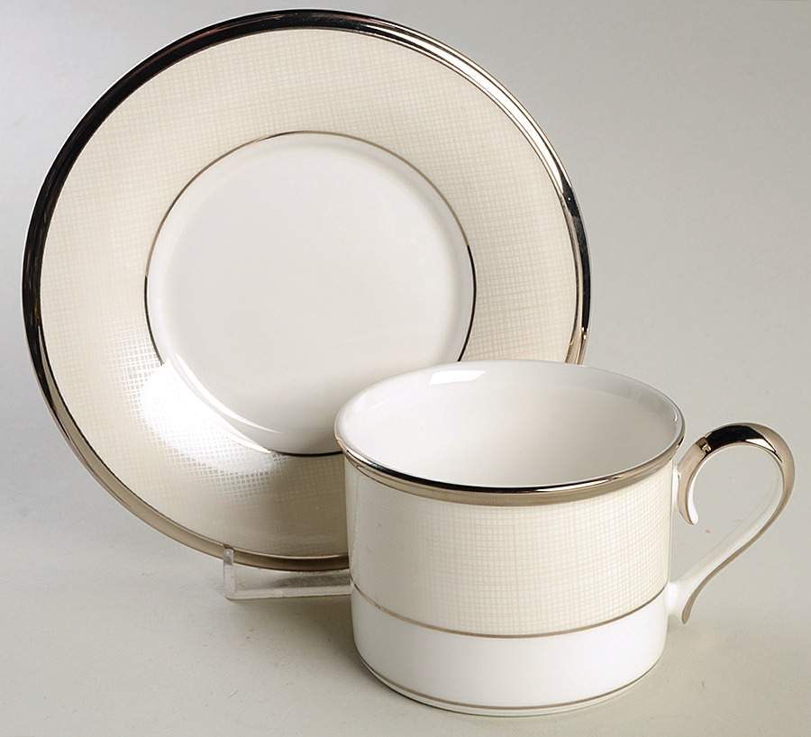 Linen Mist Flat Cup & Saucer Set by Lenox-1