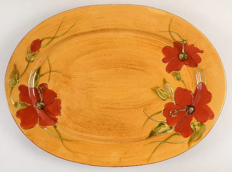 Fleur de Paradis 18" Oval Serving Platter by Livingquarters-1