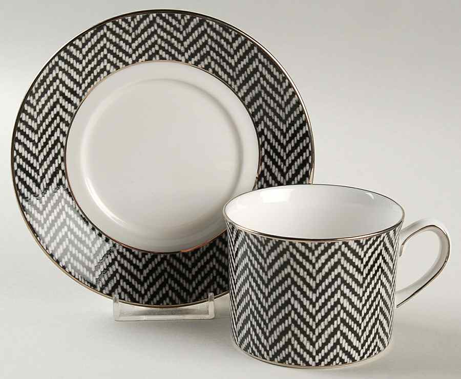 Herringbone Flat Cup & Saucer Set by Ralph Lauren China-1