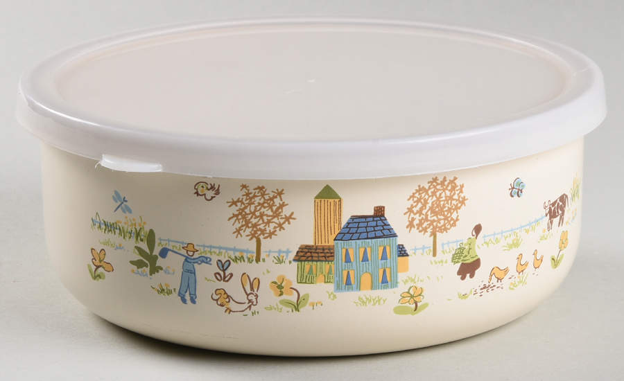 Country Design Collection 6 3/4" Metal Bowl W/Plastic Lid by Lincoware-1