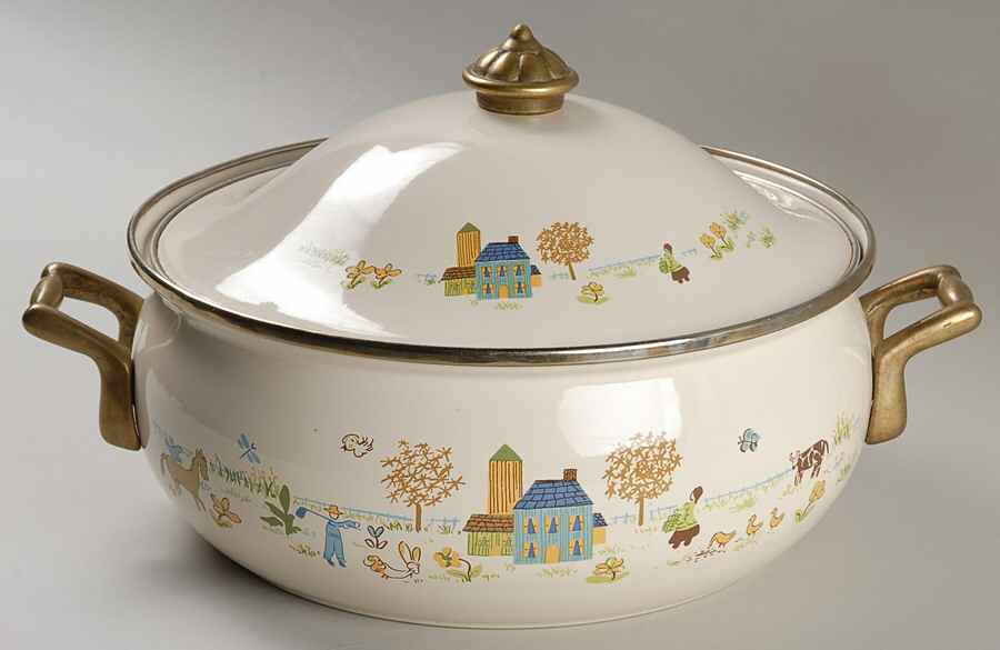 Country Design Collection 4 Quart Metal Covered Casserole by Lincoware-1
