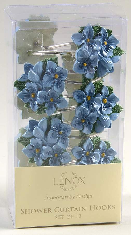 Butterfly Meadow Blue (Set of 12) Shower Curtain Hooks by Lenox-1