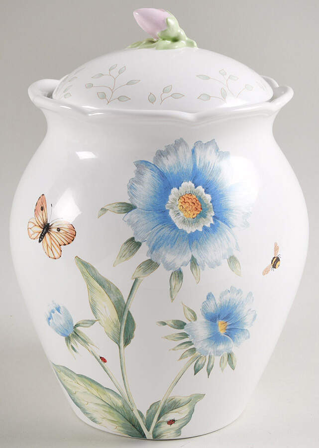 Butterfly Meadow Blue Cookie Jar & Lid by Lenox-1