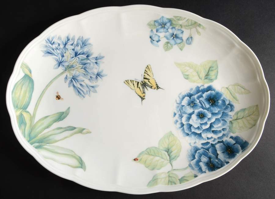 Butterfly Meadow Blue 16" Oval Serving Platter by Lenox-1