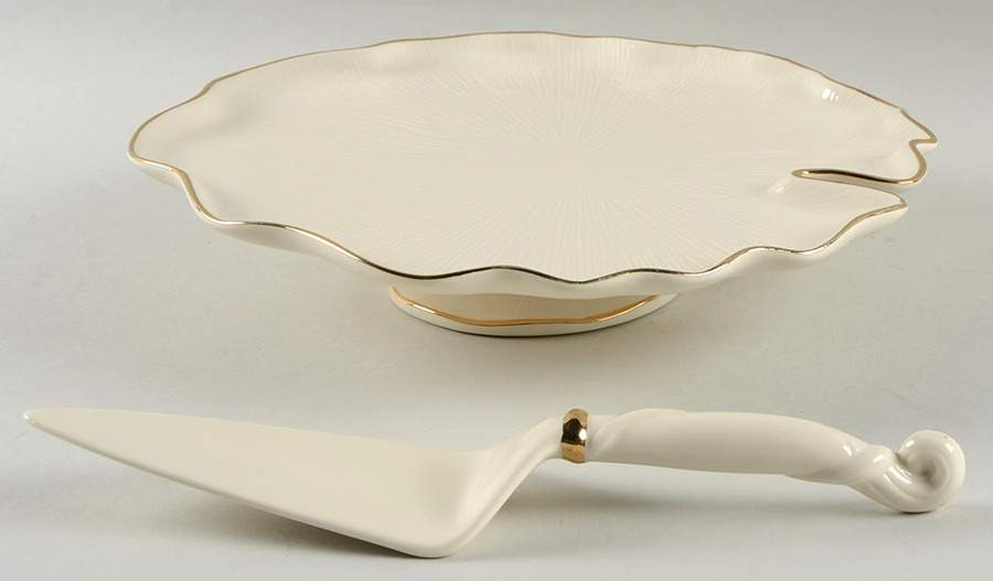 Eternal Leaf Cake Plate & Solid Ceramic Server Set (Boxed) by Lenox-1