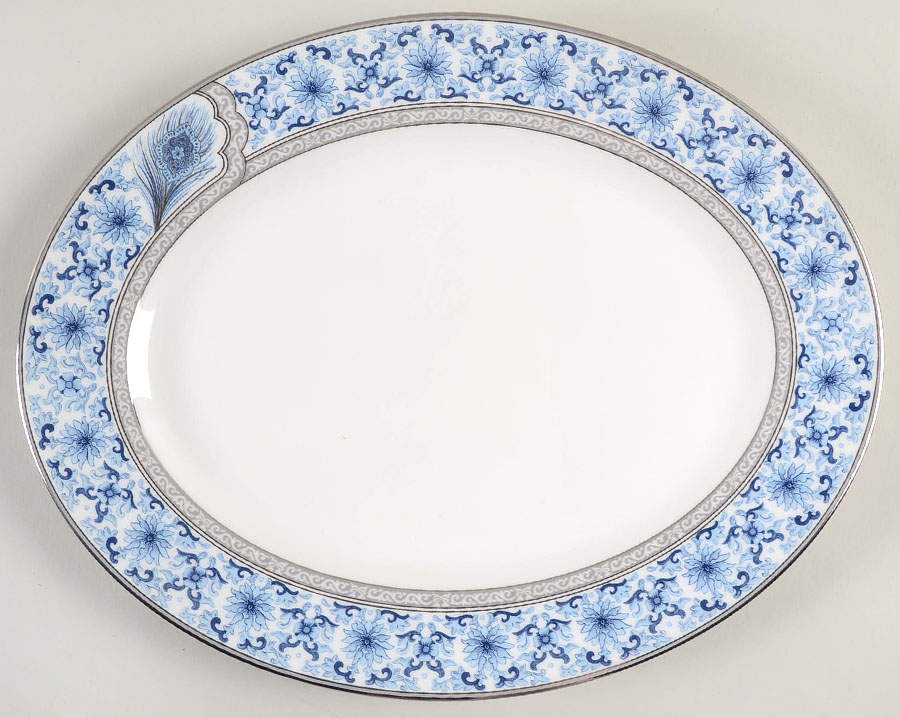 Sapphire Plume 13" Oval Serving Platter by Lenox-1