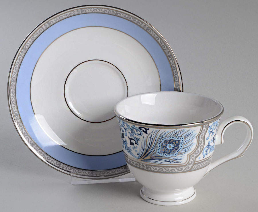 Sapphire Plume Footed Cup & Saucer Set by Lenox-1