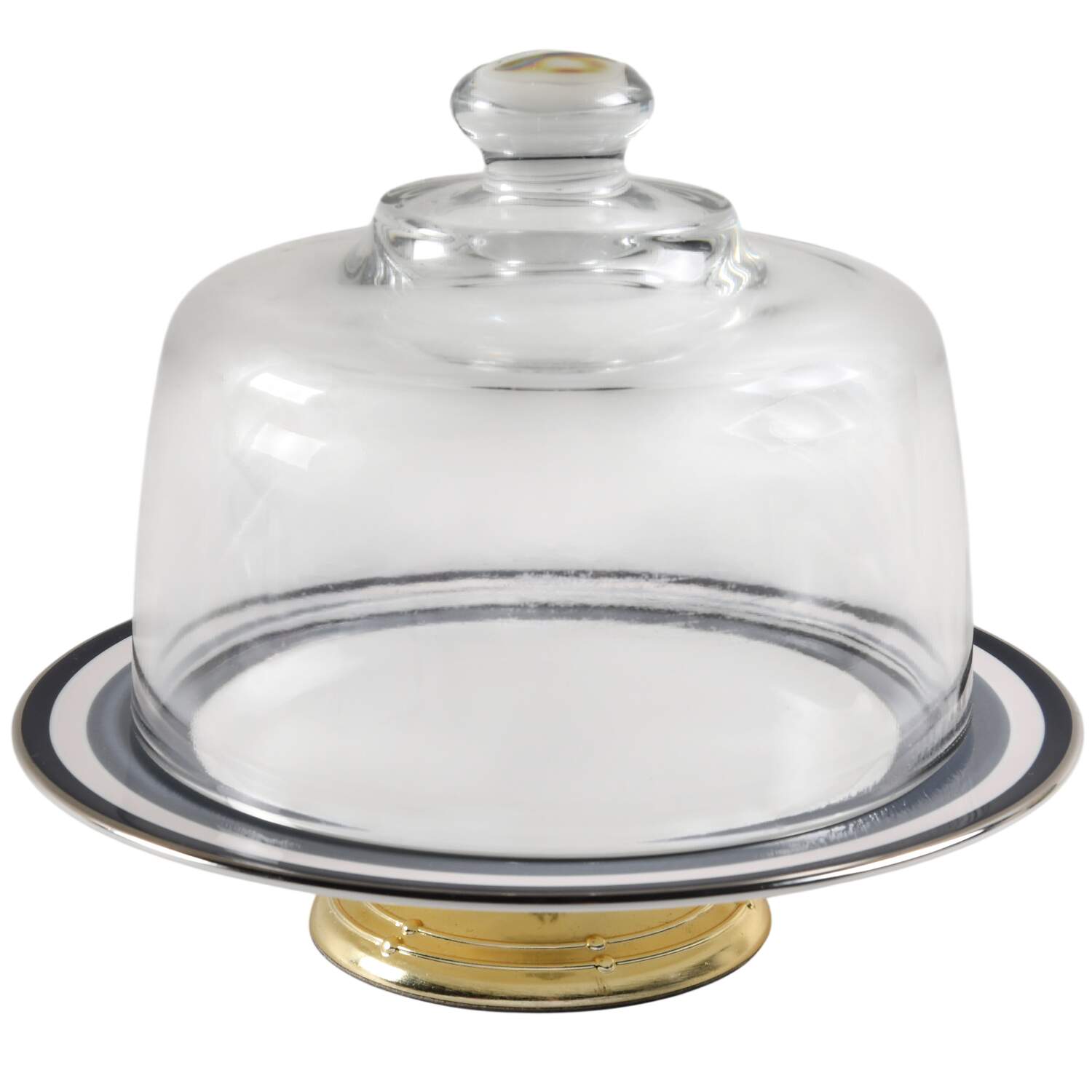 Mercer Drive 6 1/2"-7 1/2" Footed Cheese Plate w/ Glass Dome HC by Lenox-1
