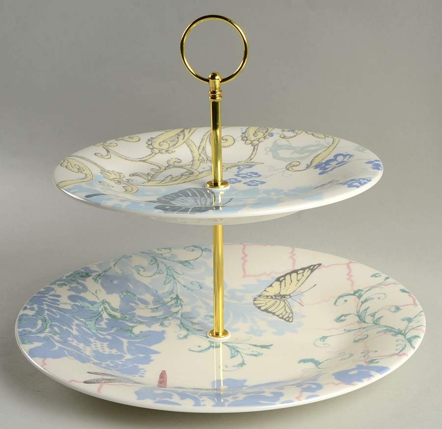 Collage 2 Tiered Serving Tray (Dinner & Salad Plate) by Lenox-1