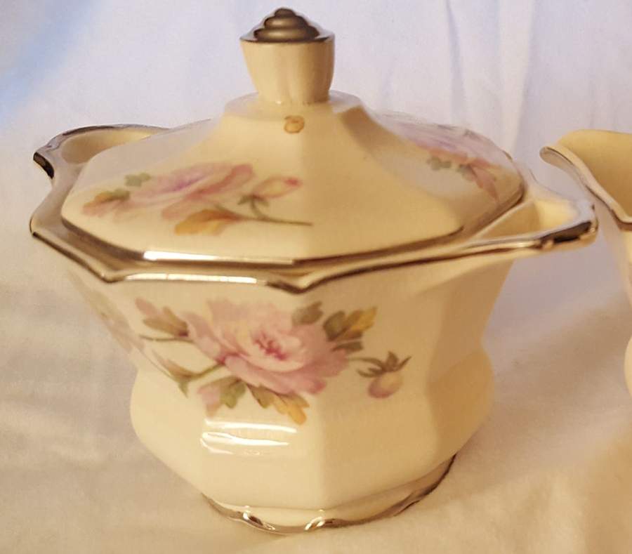 Georgia Rose Sugar Bowl & Lid by Limoges-American-1
