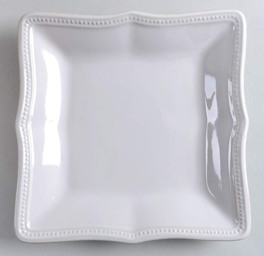 French Perle Bead White Square Accent Luncheon Plate by Lenox-1