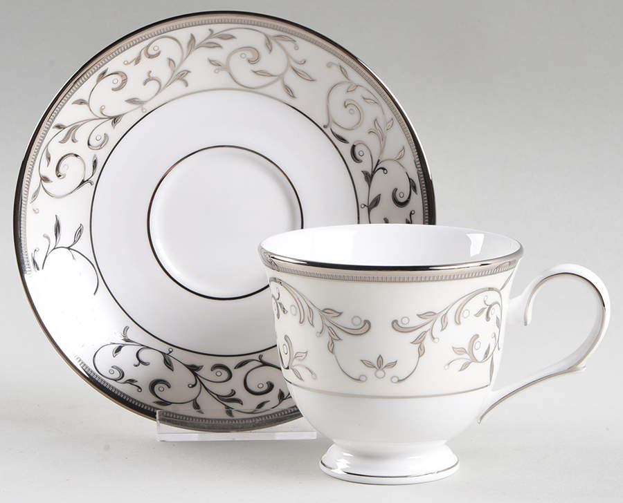 Opal Innocence Silver Footed Cup & Saucer Set by Lenox-1