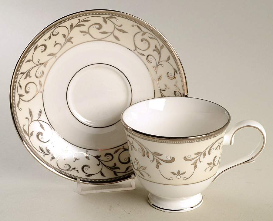 Opal Innocence Silver Footed Cup & Saucer Set by Lenox-1