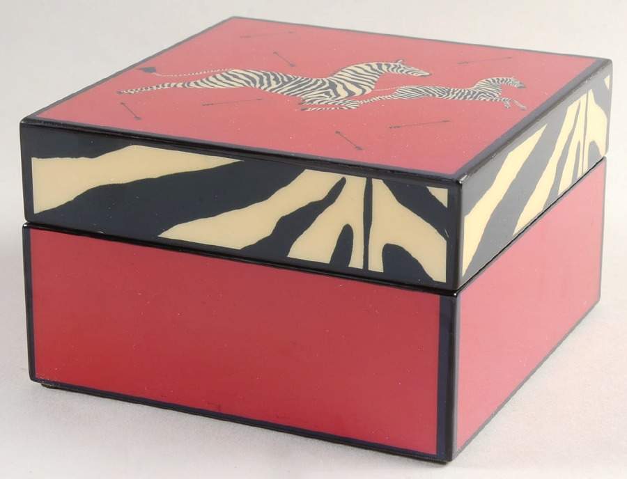 Zebras Gold Square Wood Box & Lid by Lenox-1