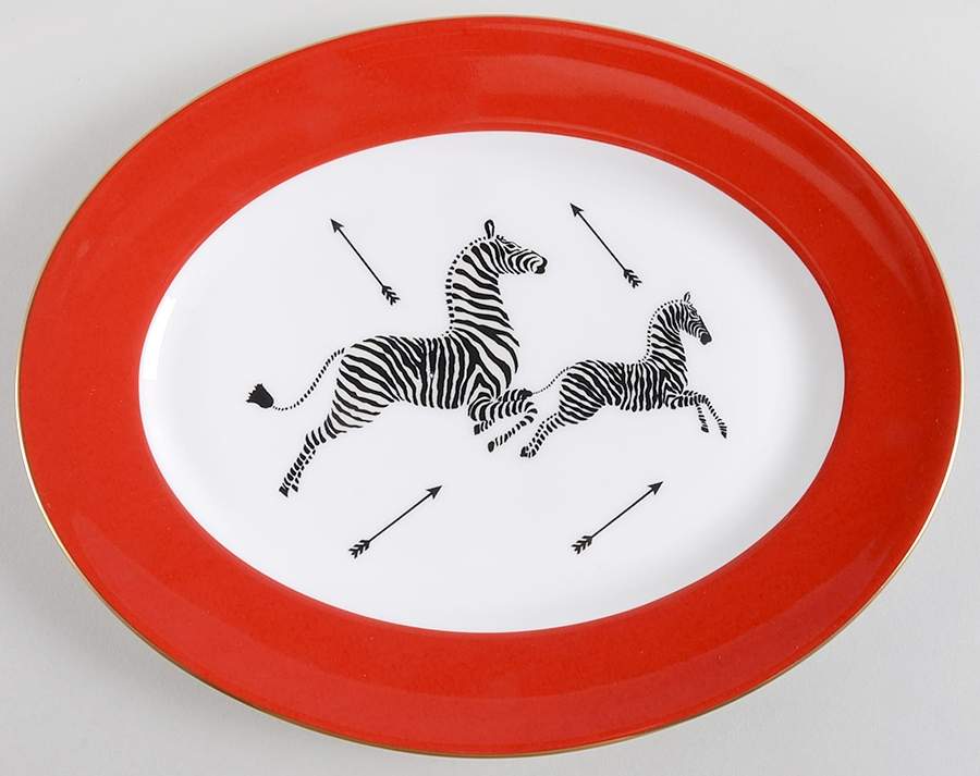 Zebras Gold 13" Oval Serving Platter by Lenox-1