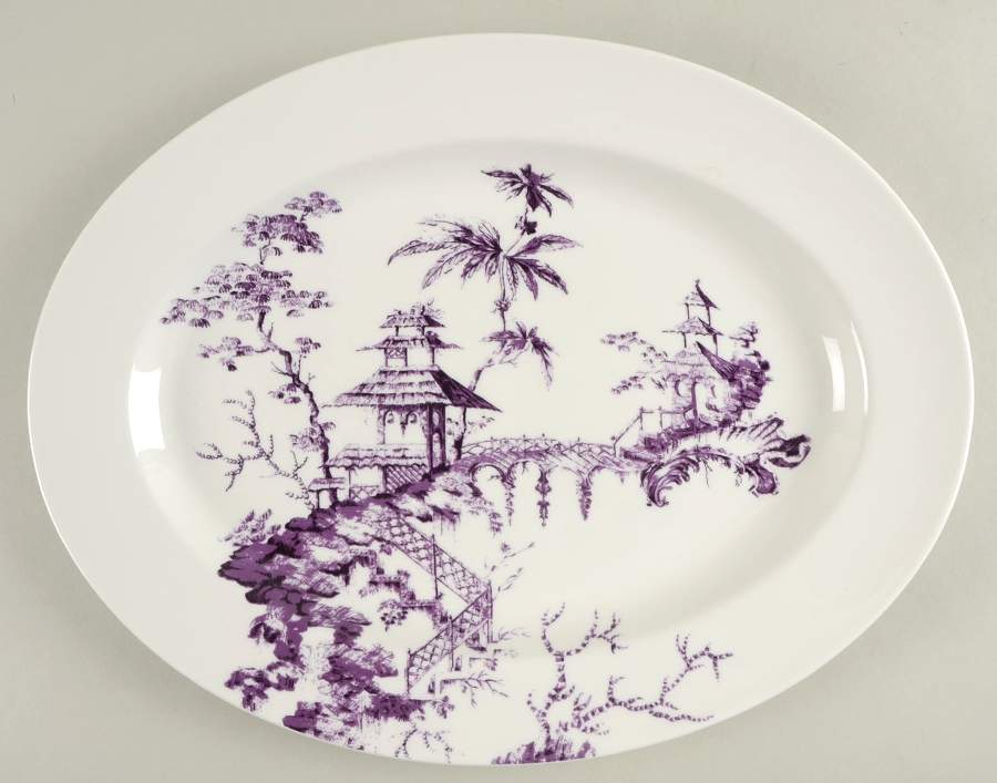 Toile Tale Amethyst 16" Oval Serving Platter by Lenox-1