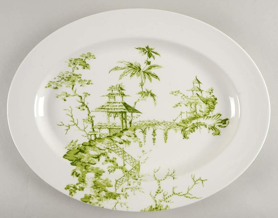 Toile Tale Chartreuse 16" Oval Serving Platter by Lenox-1