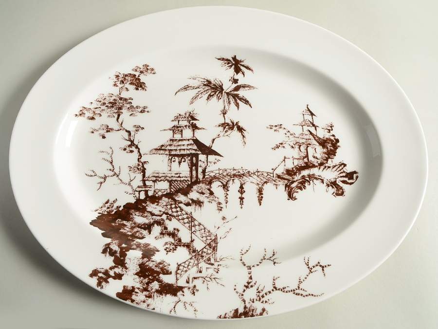 Toile Tale Chocolate 16" Oval Serving Platter by Lenox-1