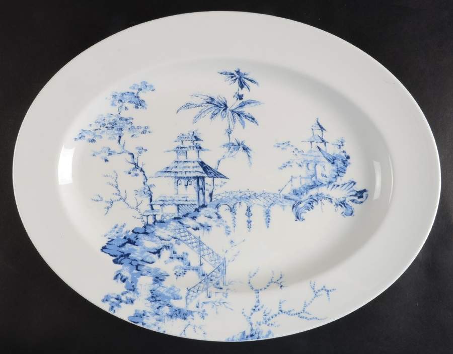 Toile Tale Sky Blue 16" Oval Serving Platter by Lenox-1