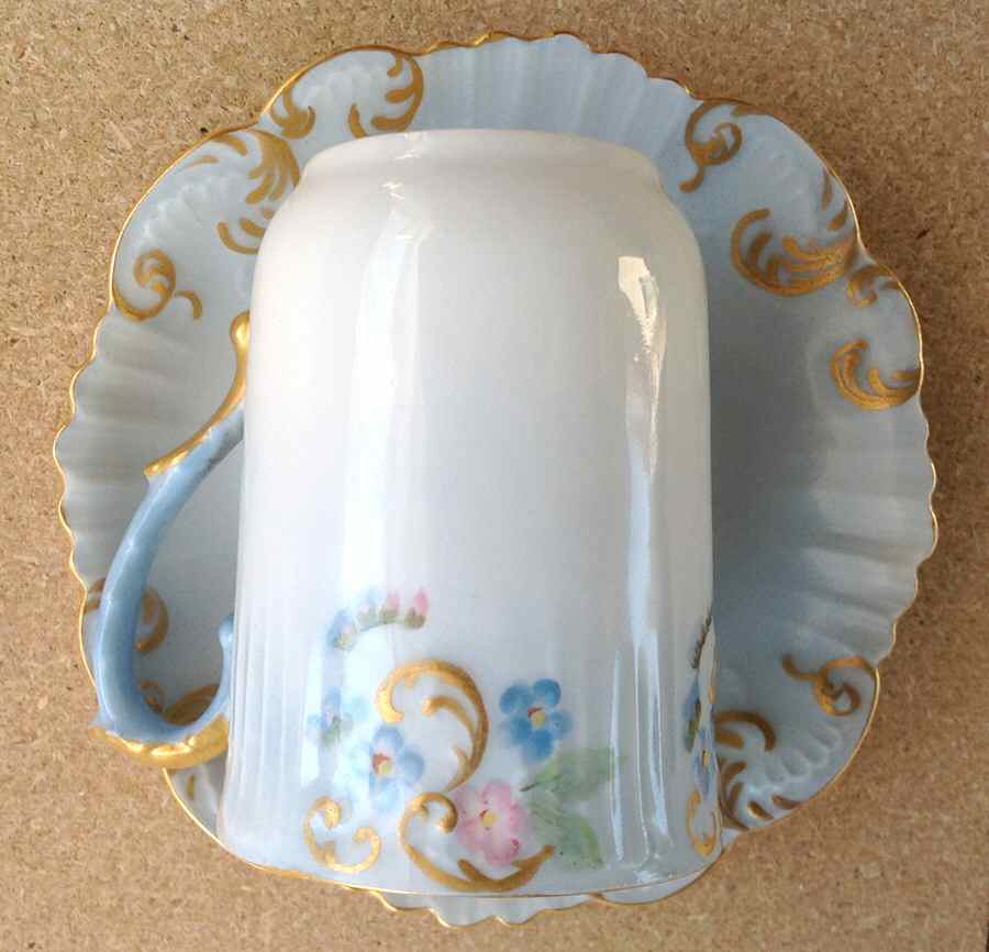 LIM609 Flat Cup & Saucer Set by Limoges-French-1