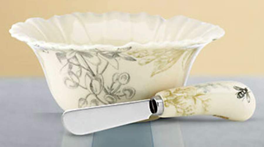 Vintage Botanical Dip Bowl & Spreader Set by Lenox-1