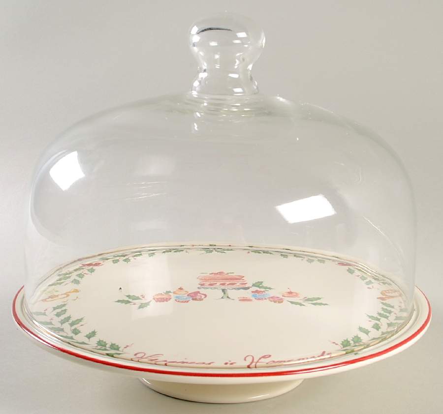 Holiday Inspirations & Illustrations 9" Diameter Pedestal Cake Stand & Glass Dome by Lenox-1