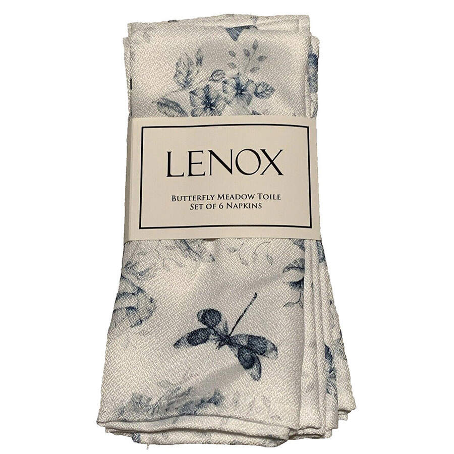 Butterfly Meadow Toile Blue(Turquoise) Cloth Napkin by Lenox-1