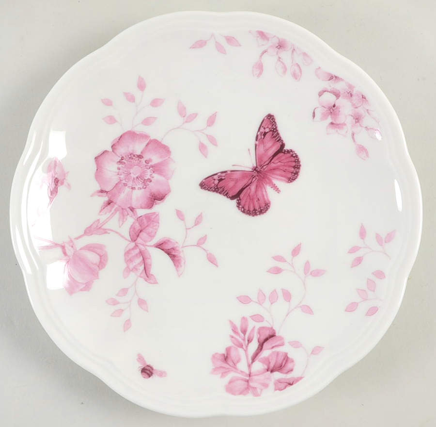 Butterfly Meadow Toile Pink Party Plate by Lenox-1