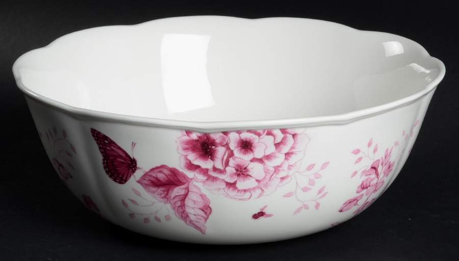 Butterfly Meadow Toile Pink 9" Round Serving Bowl by Lenox-1