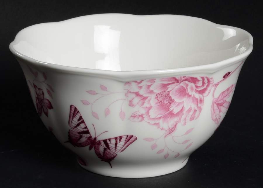 Butterfly Meadow Toile Pink Rice Bowl by Lenox-1