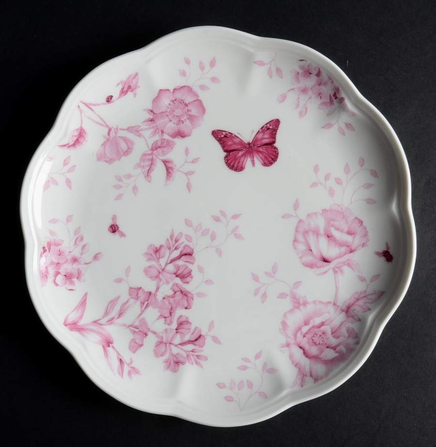 Butterfly Meadow Toile Pink Accent Luncheon Plate by Lenox-1