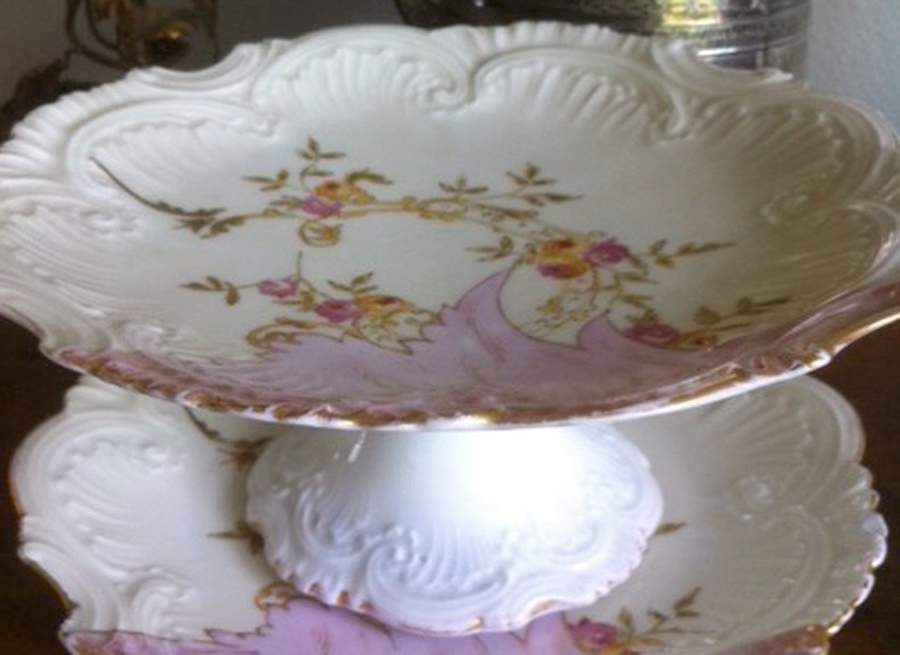 LIM349 Footed Cake Plate by Limoges-French-1