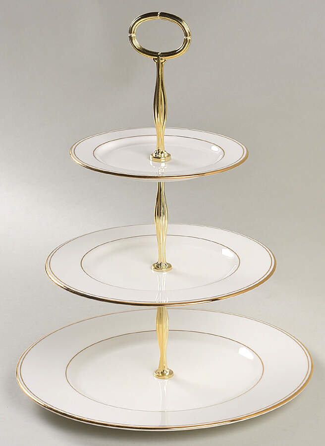 Federal Gold (Reintroduced 2013) 13 7/8"-14 1/4" 3-Tiered Serving Tray(DP,SP,BB) HC by Lenox-1