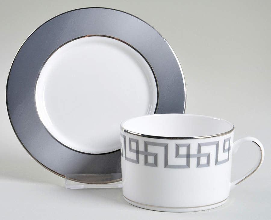 Darius Silver (Platinum) Flat Cup & Saucer Set by Lenox-1