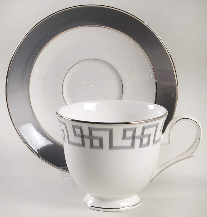 Darius Silver (Platinum) Footed Cup & Saucer Set by Lenox-1